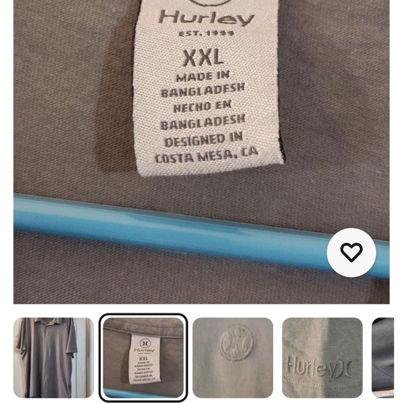 HURLEY MENS POLO |  gray | size XXL - Picture 2 of 5